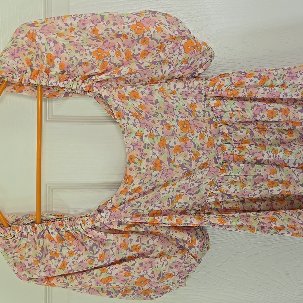 Mink Pink Versaille Mini Puff Sleeve Floral Dress Size Small New With Tags